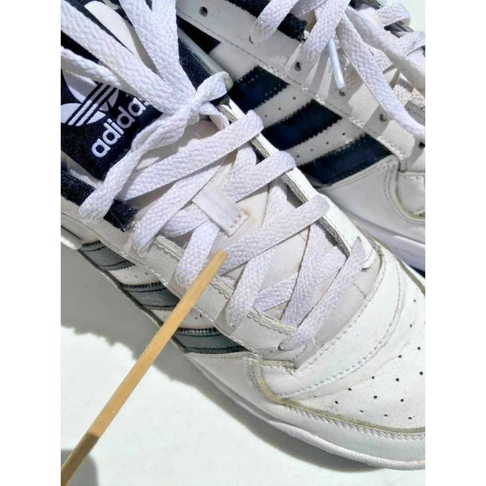 Adidas Forum Low White with Black Stripes Mens Sneakers Lace Up Shoe - Size 12.5